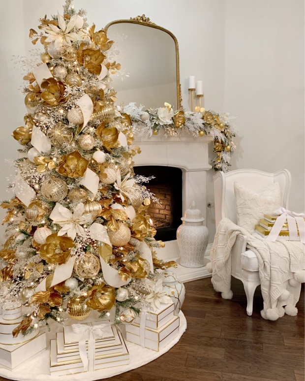 christmas trees decorated gold